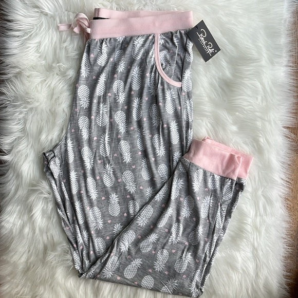 🆕 René Rofe Sleepwear Lounge Pants Pineapple and Hearts Design Size XL - Picture 1 of 9